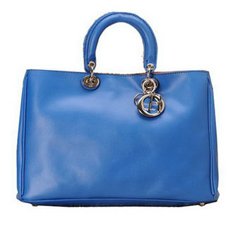 Christian Dior diorissimo nappa leather bag 0901 roya blue with silver hardware - Click Image to Close